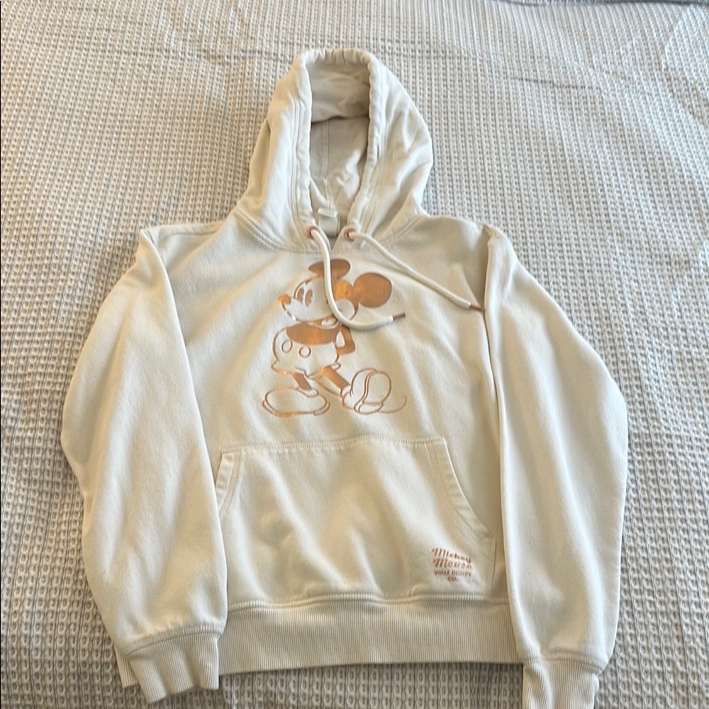 Cream Hoodie with Mickey Mouse Print